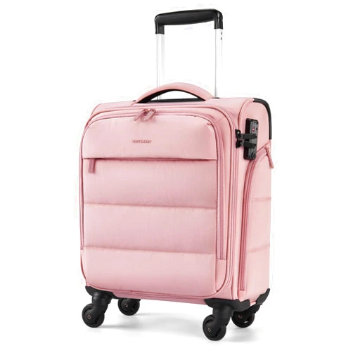 BAGSMART Underseat Carry on Luggage with Wheels, 16-inch Underseat Travel Luggage with PVC Wet/Dry Pockets, Lightweight Soft Personal Item Suitcase for Short Trip, Sakura Pink