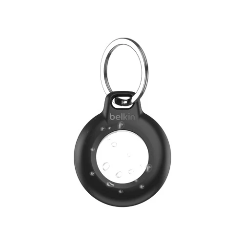 Belkin Waterproof Apple AirTag Secure Holder with Key Ring, Durable Scratch-Resistant AirTag Case, Protective AirTag Keychain Accessory for Keys, Pets, Luggage, Backpacks, and More - Black
