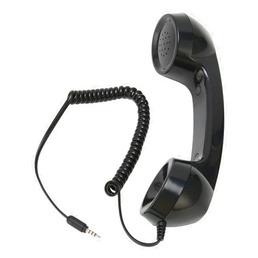 Heayzoki Retro Phone Handset, 3.5mm Cell Phone Receiver, Radiation Proof, HandheldCell Phone Telephone Handset for Mobile Phones Computers (Black)