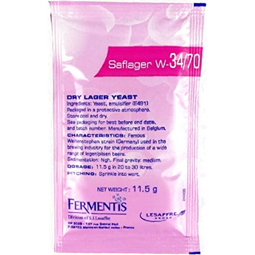 Fermentis Saflager W34/70 Beer Yeast Lager and Pilsner ales 11.5g 10-15L