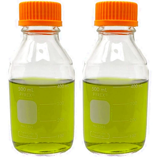 Pyrex Corning 1395-500, 500ml Round Media Storage Bottle, with GL45 Screw Cap (Pack of 2)