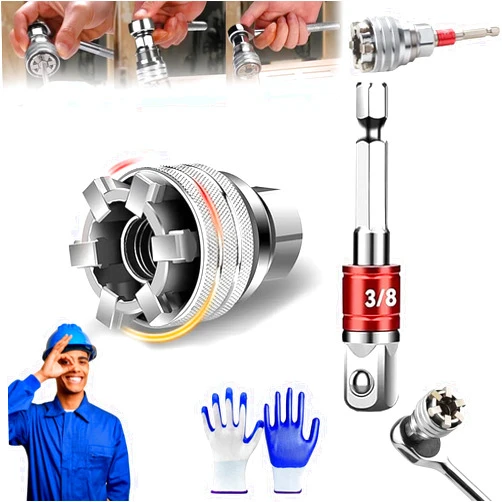 Oueet Multi-function Universal Socket Wrench Tool - Universal Maintenance Tool, Universal Socket Wrench Tool, Adjustable Universal Socket Wrench, For 3/8