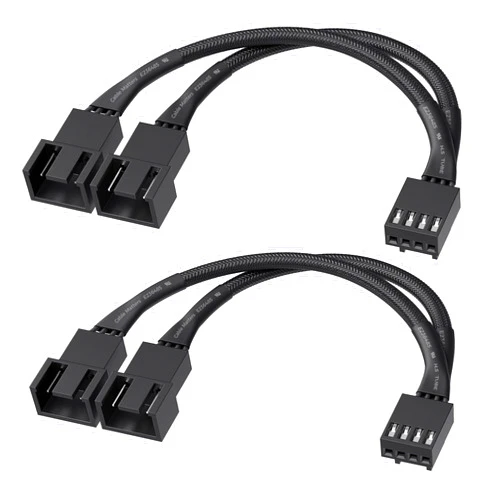 Cable Matters 2-Pack 2 Way 4 Pin PWM Fan Splitter Cable - 4 Inches, PC Fan Splitter 1 to 2 Converter, PC Fan Extension Cable