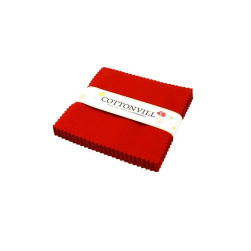 COTTONVILL 30COUNT Cotton Solid Quilting Fabric (5inch Square, 19-Rumba Red)
