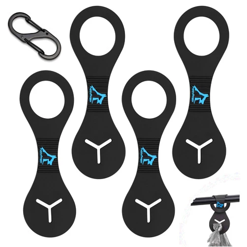 PuppyDoggy Dog Poop Bag Holder for Leash Waste Bag Carrier Dog Poop Bag Dispenser for Walking Running Bicycle Accessory 4 pieces (Black)