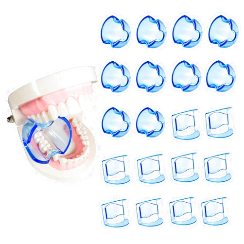 Vocadok Dental Bite Blocks Mouth Opener Lip Cheek Retractor for Dentist Teeth Whitening Mouth Widene Front Teeth and Posterior Teeth Two Types(20 Pieces Blue)