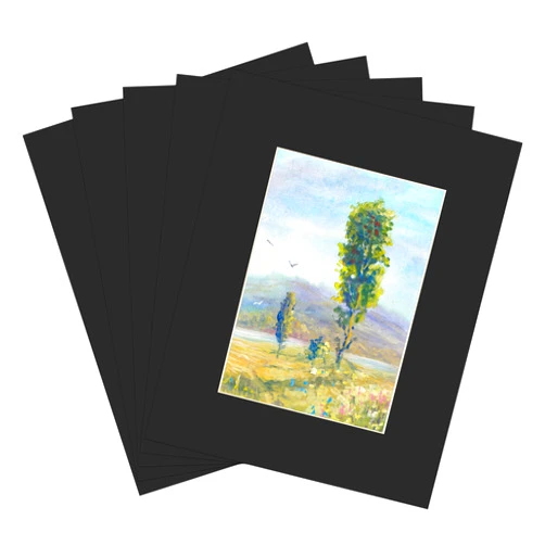 ZBEIVAN 8x10 Black Picture Mats with Core Bevel Cut Frame Mattes for 5x7 Pictures - Pack of 5
