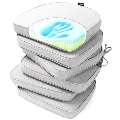 SUNROX Gel Memory Foam Chair Cushions, FadeShield Water-, Stain-Resistant Durable Reversible Seat Cushion Pads with Ties for Indoor/Outdoor Kitchen Dining Office, 17
