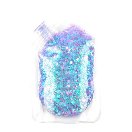 GL-Turelifes Body Glitter Gel, Easy to Apply&Remove 50ml Mermaid Sequins Chunky Glitter for Body Face Hair, Festival Glitter Halloween Costume Makeup Long Lasting Sparkling (Blue Purple)
