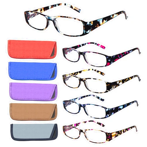 BONCAMOR 5 Pack Computer Reading Glasses Women Anti Eyestrain Blue Light Readers for Women with Spring Hinge (5 Mix-2, 3.0, diopters)