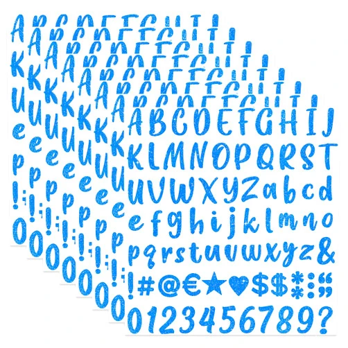 Metsyth 648 Pieces 8 Sheets Letter Stickers Glitter Small Self Adhesive Alphabet Number Vinyl Stick on Letter Stickers for Scrapbooking Mailbox Numbers Crafts Classroom Decor Bulletin Board(Blue,1 Inch)
