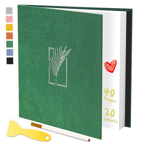 Vienrose Photo Album Self Adhesive for 4x6 5x7 8x10 Scrapbook Album Suede Cover DIY Memory Picture Book 40 Pages with Metallic Pen and Scraper