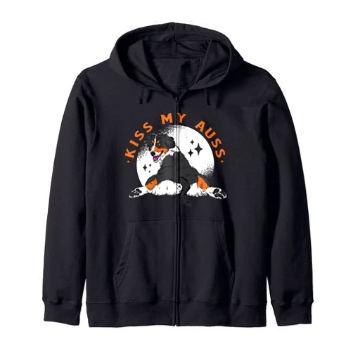 Aussie Australian Shepherd Geschenke Kiss My Auss Aussie Australian Shepherd Zip Hoodie