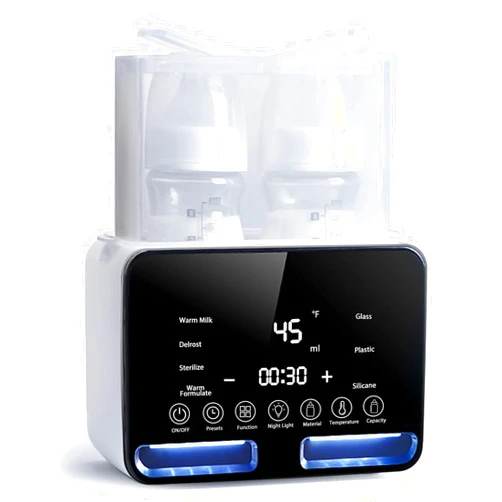 Losbenco Double Bottle Warmer, Losbenco 8-in-1 Fast Baby Milk Warmer with Timer for Breastmilk or Formula, Multifunctional Bottle Warmer with Food Heater Defro