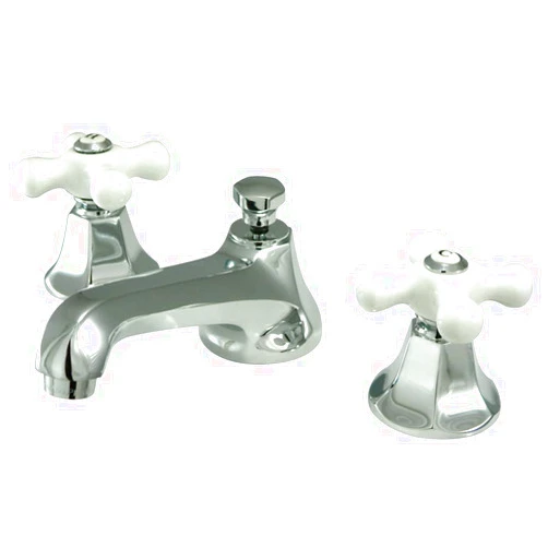 Kingston Brass KS4461PX Metropolitan Widespread Lavatory Faucet with Porcelain Cross Handle, Polished Chrome,8-Inch Adjustable Center