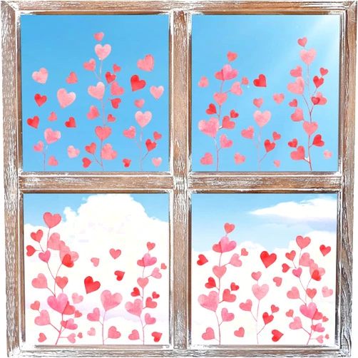 Horaldaily 40 PCS Valentine Window Cling Sticker, Pink Tiny Love Hearts Home Party Supplies Shop Window Glass Display Decoration