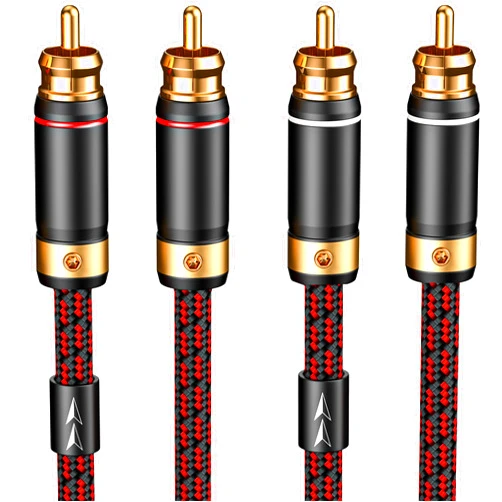 Primeda Audiophiles RCA/Phono Cable 2 RCA Male to 2 RCA Male HiFi System Interconnect Cable Braided for Home Cinema Subwoofer Amplifiers Blu-ray (Straight to Straight, 3.2ft/1m)