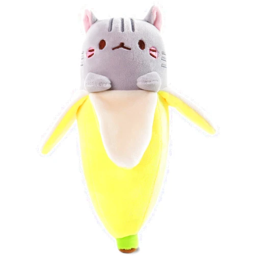 Furvana Banana Cat Plush 8inch/20cm, Cute Cat Stuffed Animal, Banana Plushies for Girls, Soft Plush Pillow, Kitten Plush Throw Pillow Doll Plush Toy Decoration Doll Gift for Kids Boys