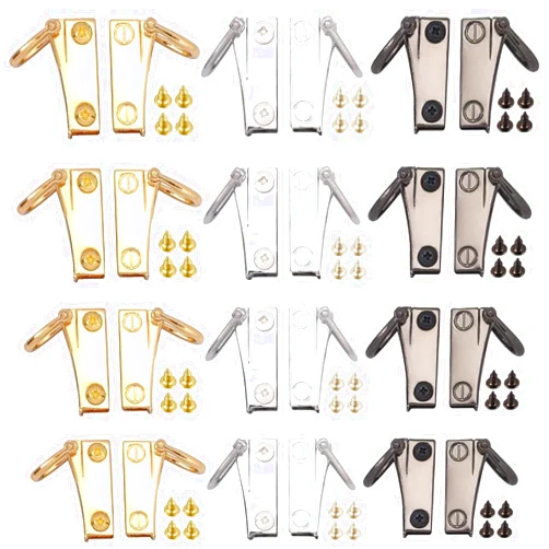 GeoGeoDIY 12 Sets Metal Side Clip Bag Buckle with Side Loop Purse Suspension Bag Strap Hardware Clasp Chain Connector Buckle Detachable for DIY Purse Making Handbag Shoulder Crossbody Bags (3 Colors)