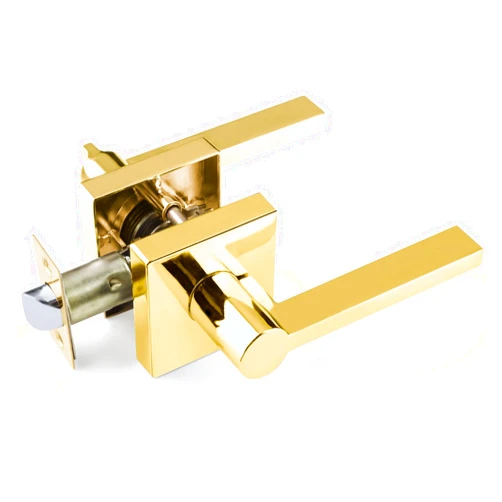 EHOMEWARE 1 Pcs Polished Brass Door Handles, Door Knobs Interior in Gold Finish, Passage Door Knobs Heavy Duty Contructions, Keyless Hallway Closet Door Knobs, Modern Door Levers