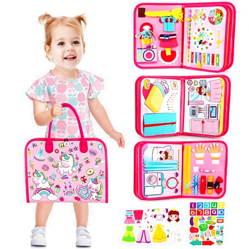 Palmatte Toddler Toys Busy Board: Montessori Toys for 1 2 3 4 Year Old Girls Gift Sensory Toys Activity Board Busy Book for Learning Fine Motor Skills Autism Quiet Book Educational Toys Travel Toys
