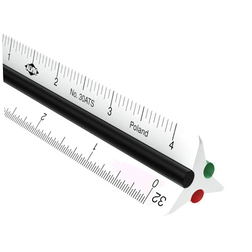 ALVIN 30ATS Mini Aluminum Architect Triangular Scale Ruler, Drawing and Design Tool for Students and Professionals, Great for Drafting, Architecture, and Art - 4 Inches