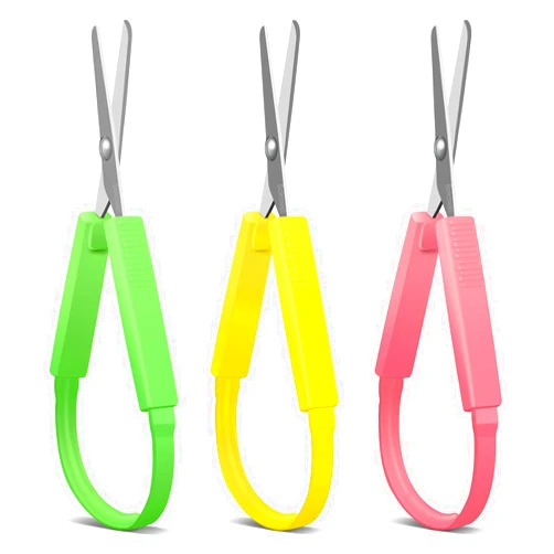 Sokoweii Loop Scissors for Toddlers, 5 Inch Adaptive Design, Right and Lefty Support, Easy-Open Squeeze Handles