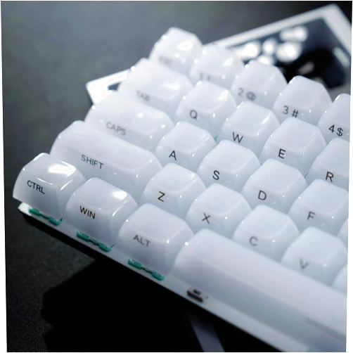 Womier Keyboard Keycaps Jelly - Ceramic Keycaps Style, Clear White Key Cap, Transparent Side Printed Custom 60 65 75 100 Percent for Cherry MX, Outemu, Gateron Mechanical Keyboards(MDA Profile)