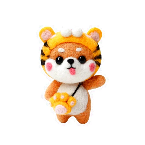 EXCEART Needle Felting Starter Kits Cute Animals Wool Felting Supplies Needle Felting Kit for Beginners Adults Craft Tiger Akita