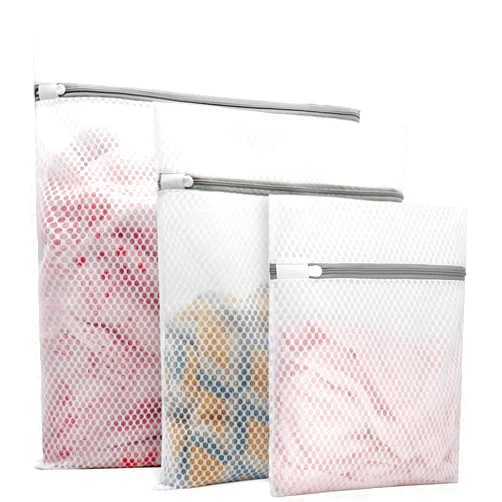 Muchfun 3Pcs Durable Honeycomb Mesh Laundry Bags for Delicates (1 Large 16 x 20 Inches, 1 Medium 12 x 16 Inches, 1 Small 9 x 12 Inches)