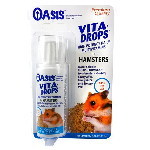 Kordon Oasis Hamster Vita-Drops All-in-1 Multivitamins - Daily Vitamin Supplement Supports Healthy Bones & Teeth, Joints & Digestion, Promotes Healthy Skin Coat, Orange Flavor, 2-Ounces