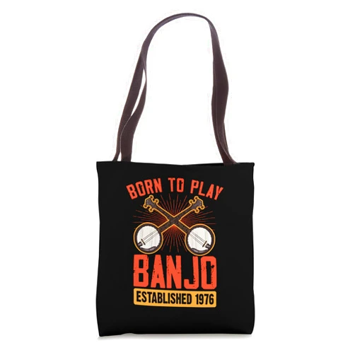 Banjo Birthday Party Supplies for Banjo Players Born To Play Banjo Established 1976 Banjo Themed Birthday Tote Bag