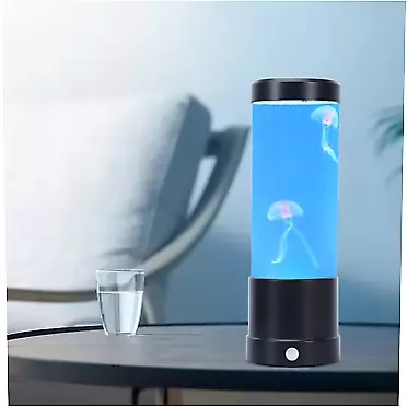 Bzdzmqm LED Dream Jellyfish Light - USB Round Real Jellyfish Aquarium Light - 7 Colors RGB Setting Jellyfish Tank Mood Light - Jellyfish Tank Decoration for Home Office Decorat Black