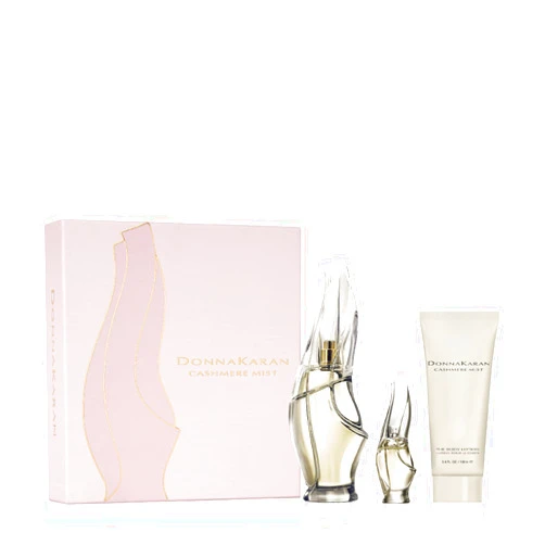 Donna Karan Cashmere Mist Eau de Parfum Everything Cashmere 3 Piece Gift Set For Women - Perfume Spray 3.4 Fl. Oz., Perfume Spray Deluxe Mini 0.17 Fl. Oz., & Body Lotion 3.4 Fl. Oz.