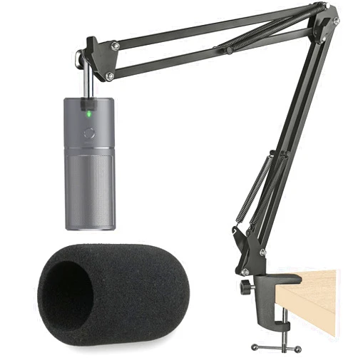 SUNMON Razer Seiren X Mic Boom Arm with Foam Windscreen, Suspension Boom Scissor Arm Stand with Pop Filter Cover for Razer Seiren X USB Streaming Microphone by SUNMON