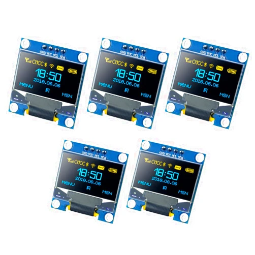 Hosyond 5 Pcs 0.96 Inch OLED I2C IIC Display Module 12864 128x64 Pixel SSD1306 Mini Self-Luminous OLED Screen Board Compatible with Arduino Raspberry Pi(Blue and Yellow)