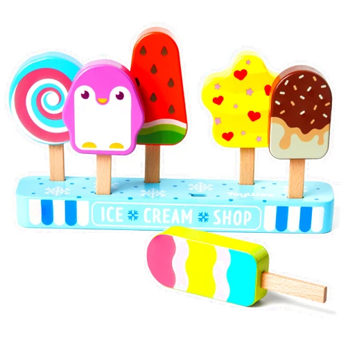 Medoga Wooden Ice Cream Toy for Kids, Toddlers Ice Lolly Pops Pretend Play Food Toys Ice Cream Shop Playset Gifts for Kids Age 3 4 5 6 Years Old