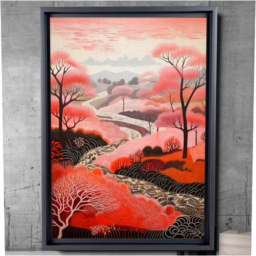 StoreUSA97 Landscape Illustrations In Pink, Abstract Prints, Wales Art, Welsh Print, Home Décor Wall Giclee, Nature Print, Elan Valley Art, Nature Wall Art, Canvas