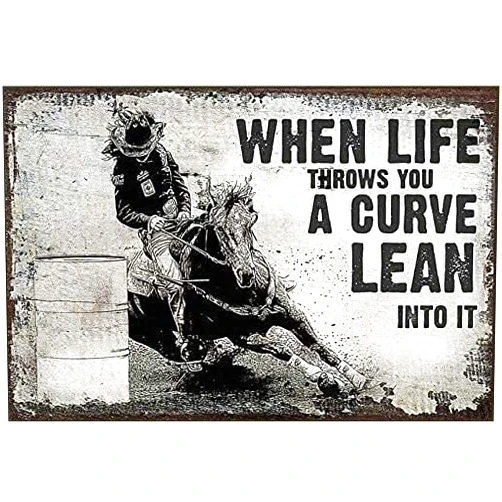 Curteny Canvas Poster Canvas Painting When Life Throws You a Curve Lean into It Barrel Racing Canvas Art Poster and Wall Art Picture Print Modern Family Bedroom Decor Posters 12x18 inch