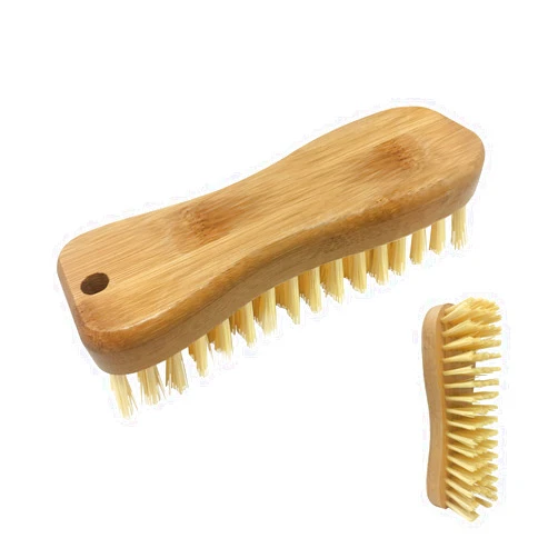 Lola Products Eco Clean Bamboo Scrub Brush | Eco Friendly | Ergonomic Sustainable Bamboo Block | Durable Poly Fiber Bristles Made from Recycled Soda/Water Bottles | Convenient Hang Hole | 1 Pack