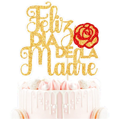 Calarjeta Feliz Dia De La Madre Cake Topper, Feliz Cumpleanos Mama Decorations, Mothers Day Cake Decor, Best Mom Ever, Happy Mother's Day Party Decorations Gold Glitter