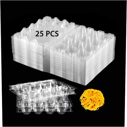 Loving Basso Quail Egg Cartons, 25 Pack, Each 12 Small Egg Trays, Reusable, Recyclable Plastic, Ideal for Refrigerator, 100% Eco-Friendly, Healthy and Pollution-Free
