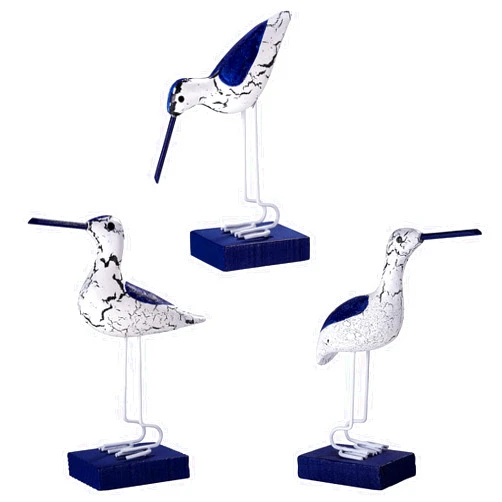 EXCEART 3pcs Mediterranean Style Seabird Decoration - Wooden Seagull Figurines for Nautical Coastal Decor Unique Assorted Designs for Home Office & Beach