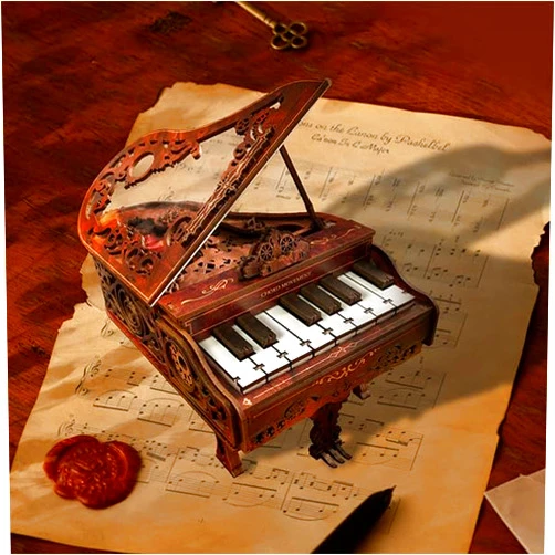 IBOHEYE 3d Wooden Puzzles for Adults，Playable Magic Piano，3D Puzzle Grand Piano，Building Puzzles Mechanical Wooden Piano for Adults Teen，Models for Adults to Build，Home Decor Unique Gift