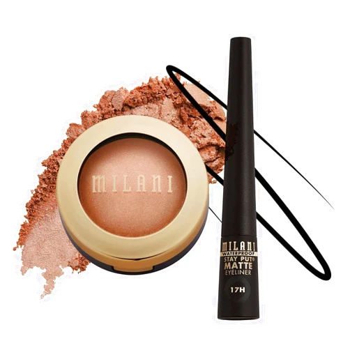 Milani Baked Highlighter (Rose Italiana) and Stay Put Matte Liquid Eyeliner