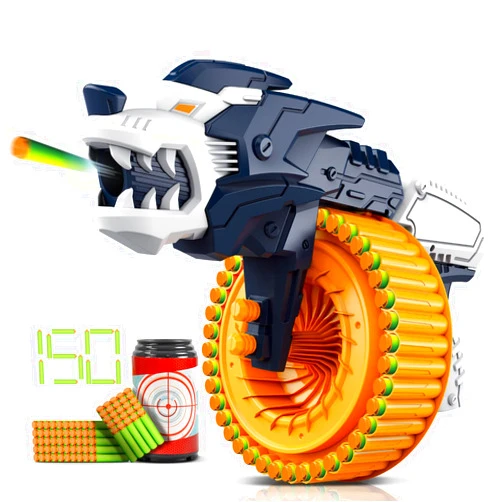 JakMean Toy Foam Blasters with 150 Soft Bullets, Toy Blasters for Boys 40-Dart Rotating Drum, Foam Dart Blaster Shooting Games, Dart Toy for Kids Indoor Outdoor Activity, Lion Toys Birthday Xmas Gifts