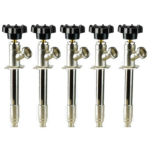 Midline Valve 6208G-OM-5 Anti-Siphon Sillcock Frost Free Outdoor Faucet 1/2 in. PEX A x 3/4 in. Hose Bib, 8 in. Long (5 Pack), Chrome