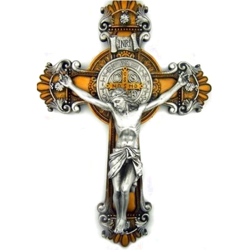 Valart St. Saint Benedict Cross Crucifix Medal 2 Tone Wall 10