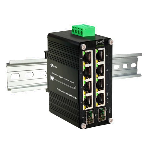 Throncom Industrial 8 Ports Managed PoE Fiber Switch Gigabit Web Management Switch with 100/1000M Adaptive 2 SFP Slots Din Rail Small Network Switch 802.3at 30W/240W Support QOS, VLAN, IGMP 48-57VDC