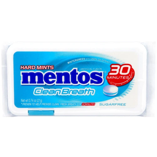Mentos Clean Breath Hard Mints 0.74 OZ, Wintergreen (Pack of 4)